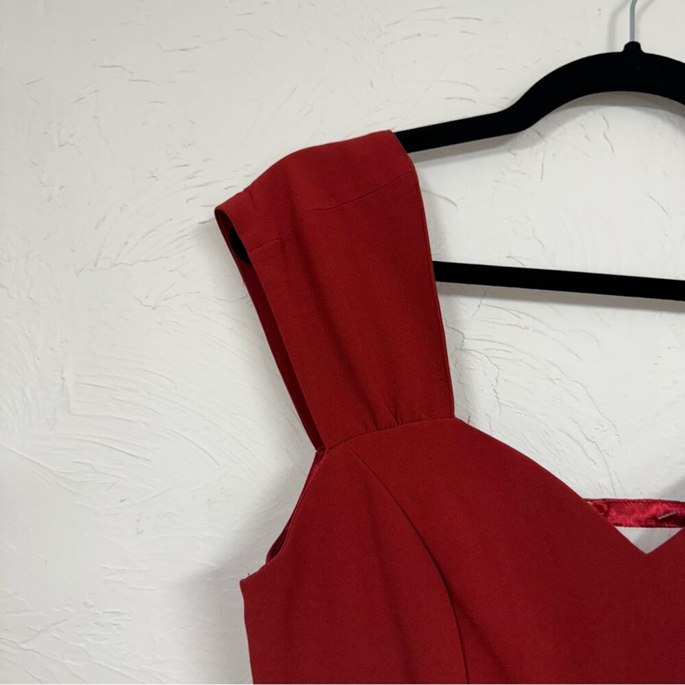 ModCloth Bea Dot Blockade Party Fit & Flare Dress Womens M Red Retro Sleeveless - Picture 5 of 15